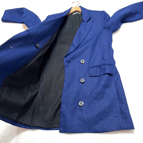 Reformation M Blue Maxwell 100% Linen
Blazer Dress Tuxedo Double Breast Jacket - Picture 5 of 9